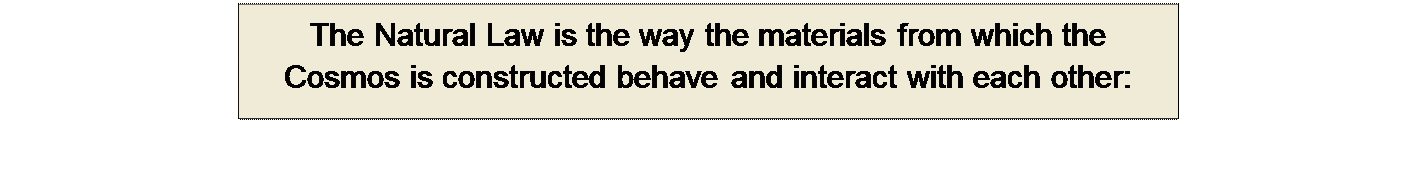 Πλαίσιο κειμένου: The Natural Law is the way the materials from which the Cosmos is constructed behave and interact with each other: