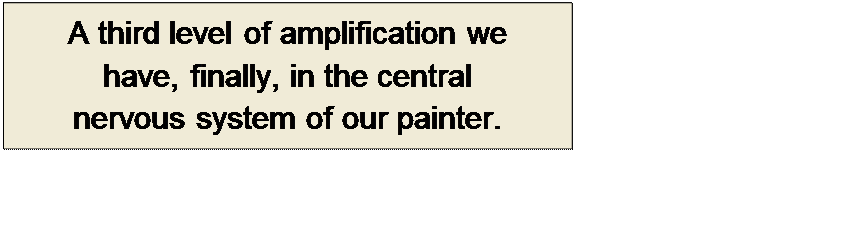 Πλαίσιο κειμένου: A third level of amplification we 
have, finally, in the central 
nervous system of our painter.

