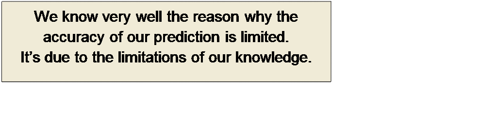 Πλαίσιο κειμένου: We know very well the reason why the accuracy of our prediction is limited.
It’s due to the limitations of our knowledge.
