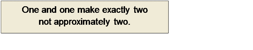 Πλαίσιο κειμένου: One and one make exactly two
not approximately two.
